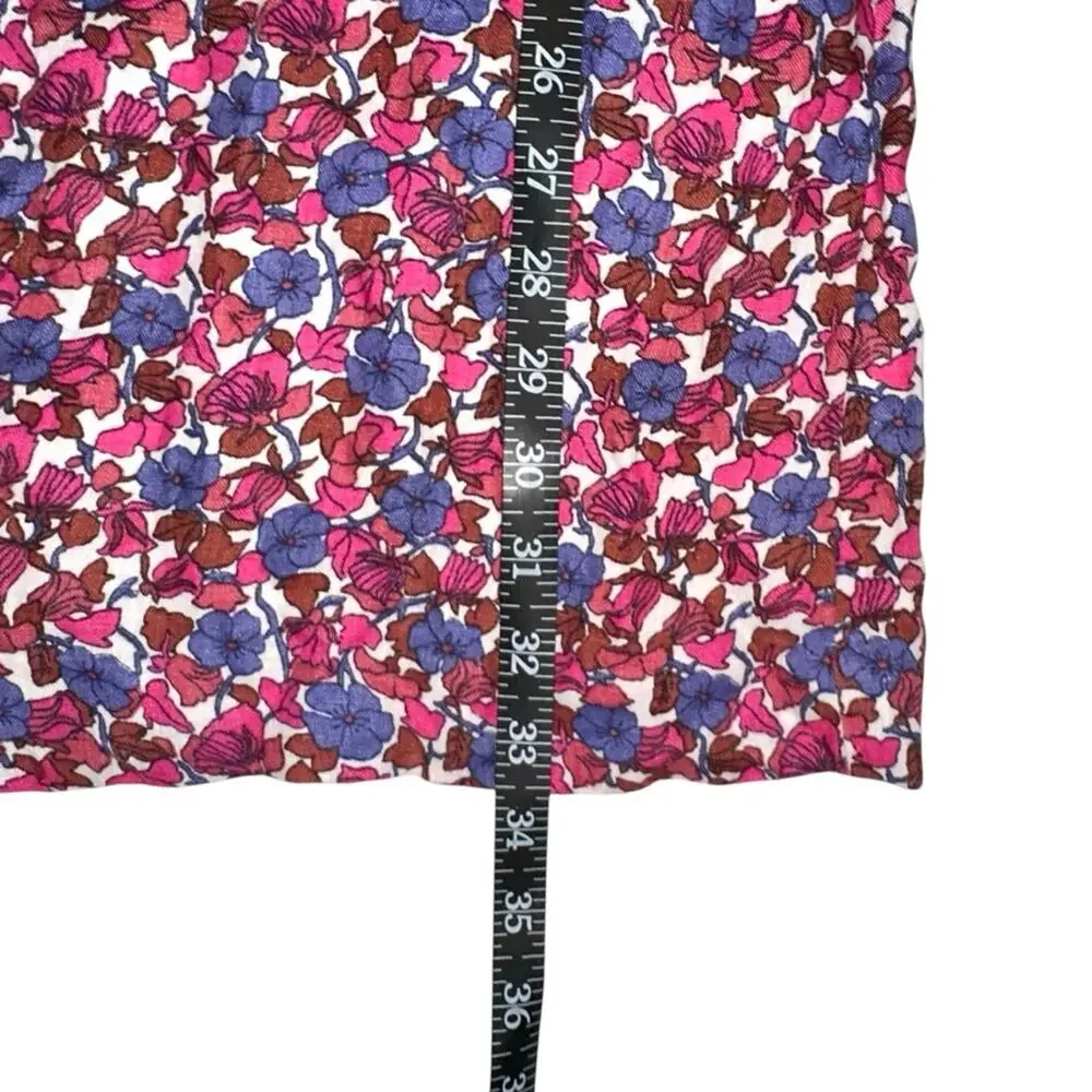 J. Crew Afternoon Linen Short Sleeve Floral Mini Dress XS in Berry Floral